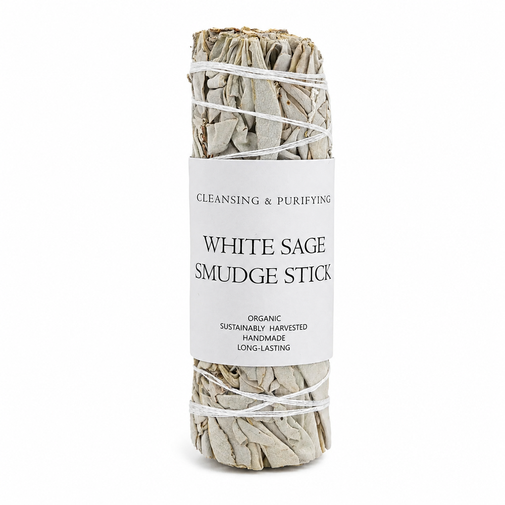 Free white sage smudge stick included with the 12-piece crystal USB light set for cleansing and spiritual home rituals.